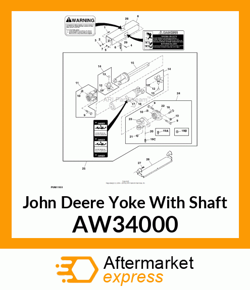 YOKE WITH SHAFT, U JOINT YOKE AND S AW34000