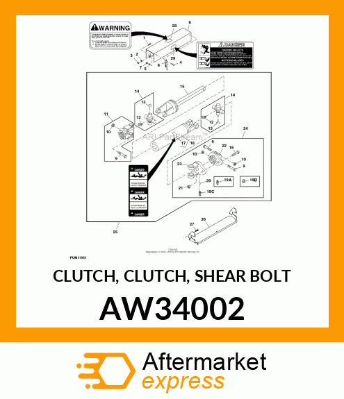 CLUTCH, CLUTCH, SHEAR BOLT AW34002