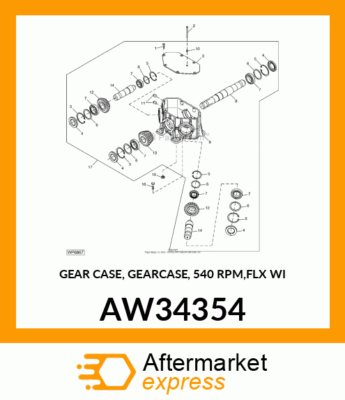 GEAR CASE, GEARCASE, 540 RPM,FLX WI AW34354