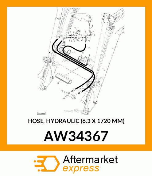 HOSE, HYDRAULIC (6.3 X 1720 MM) AW34367
