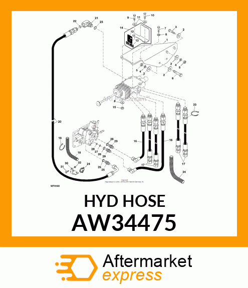 HOSE, HYDRAULIC (9.52 X 2250 MM) AW34475