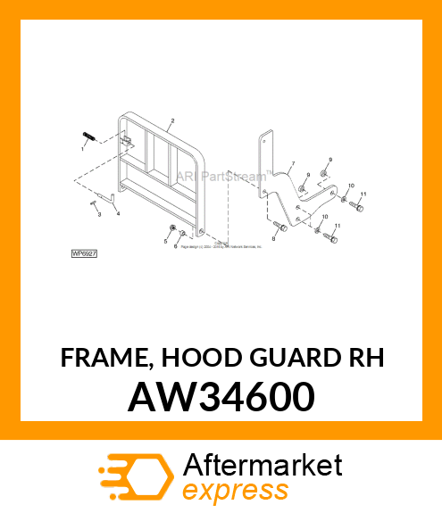 FRAME, HOOD GUARD (RH) AW34600