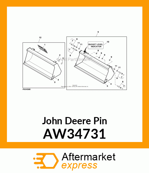 PIN, PIVOT, WITH ZERK (LONG) AW34731