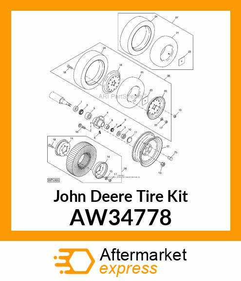 TIRE KIT, TIRE ASSEMBLY, 21X7,12S 1 AW34778