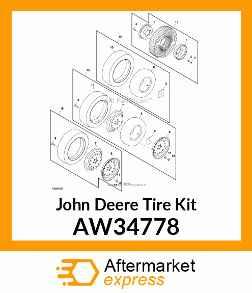 TIRE KIT, TIRE ASSEMBLY, 21X7,12S 1 AW34778