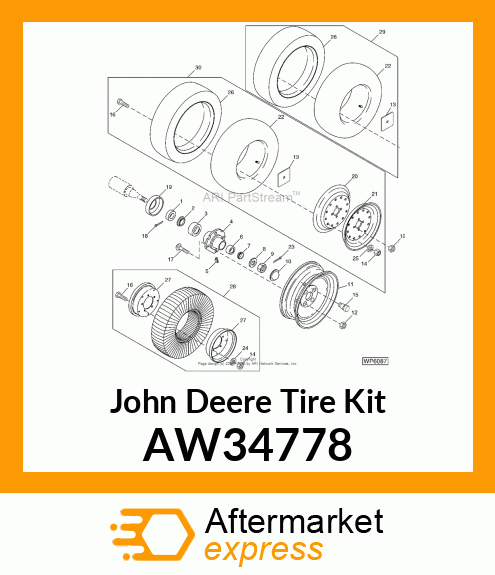 TIRE KIT, TIRE ASSEMBLY, 21X7,12S 1 AW34778
