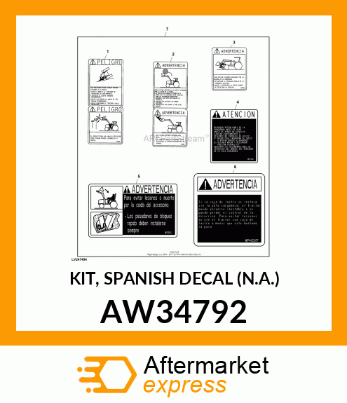 KIT, SPANISH DECAL (N.A.) AW34792