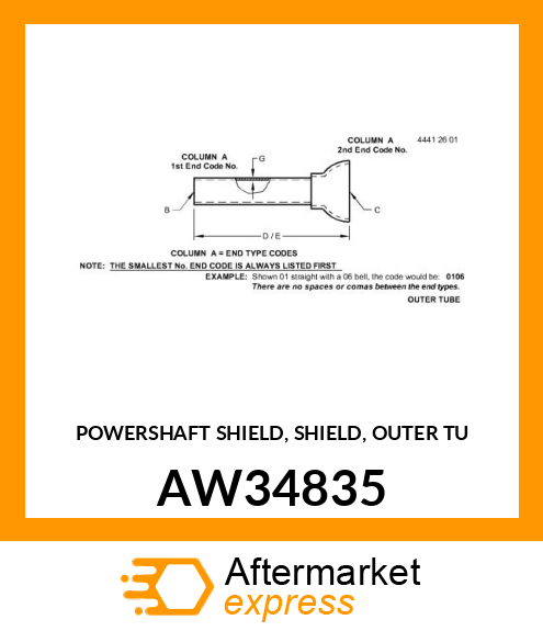 POWERSHAFT SHIELD, SHIELD, OUTER TU AW34835