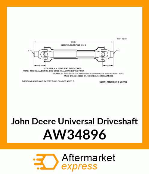 Universal Driveshaft AW34896