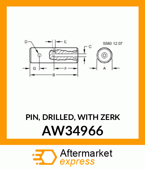 PIN, DRILLED, WITH ZERK AW34966
