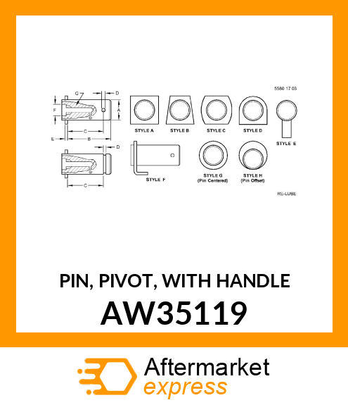 PIN, PIVOT, WITH HANDLE AW35119