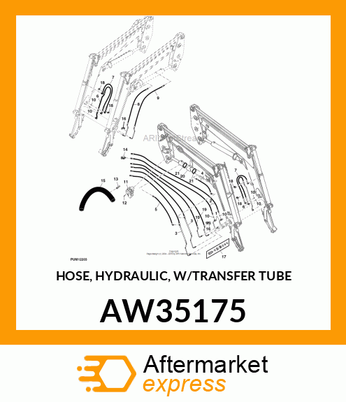 HOSE, HYDRAULIC, W/TRANSFER TUBE AW35175