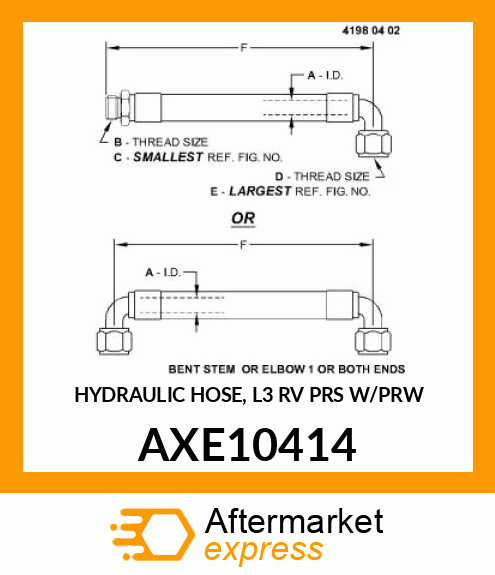 HYDRAULIC HOSE, L3 RV PRS W/PRW AXE10414