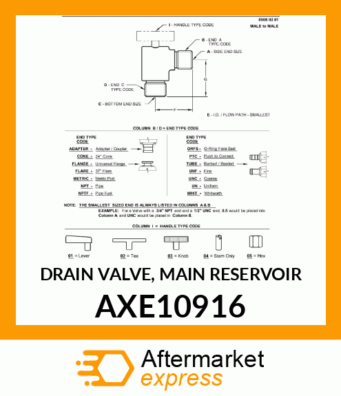 DRAIN VALVE, MAIN RESERVOIR AXE10916