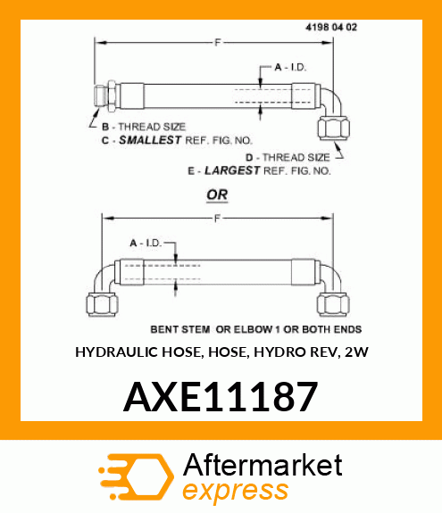 HYDRAULIC HOSE, HOSE, HYDRO REV, 2W AXE11187