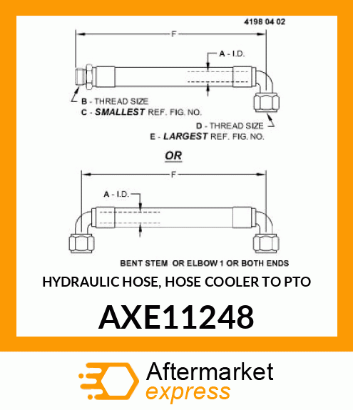 HYDRAULIC HOSE, HOSE COOLER TO PTO AXE11248