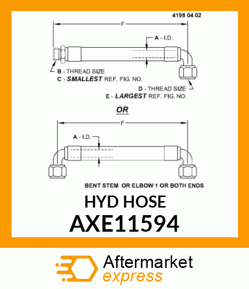 HYDRAULIC HOSE, AHC LS TO PRMRY VLV AXE11594