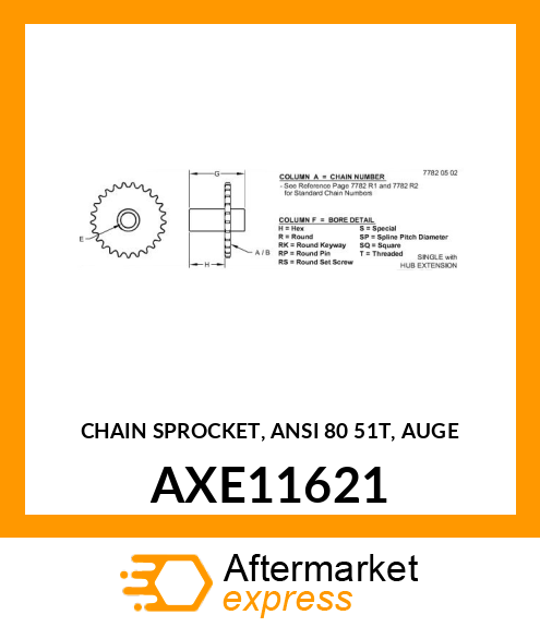 CHAIN SPROCKET, ANSI 80 AXE11621