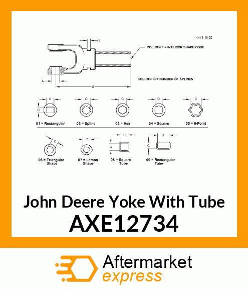 YOKE WITH TUBE, OUTTER SHAFT AXE12734