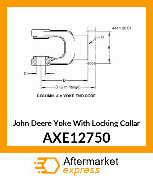 YOKE WITH LOCKING COLLAR, YOKE, 1 AXE12750