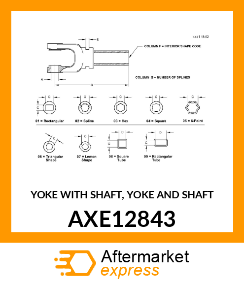 YOKE WITH SHAFT, YOKE AND SHAFT AXE12843