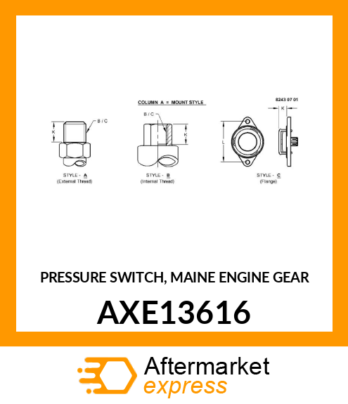 PRESSURE SWITCH, MAINE ENGINE GEAR AXE13616