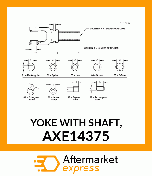 YOKE WITH SHAFT AXE14375