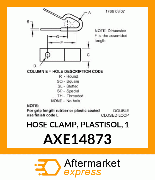 HOSE CLAMP, PLASTISOL, 1 AXE14873