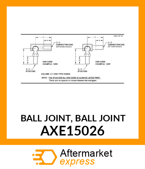 BALL JOINT, BALL JOINT AXE15026