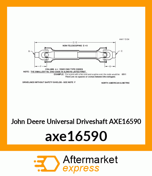 UNIVERSAL DRIVESHAFT, DRIVE, BACKSH axe16590