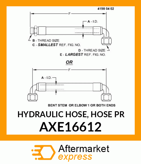 HYDRAULIC HOSE, HOSE PR AXE16612