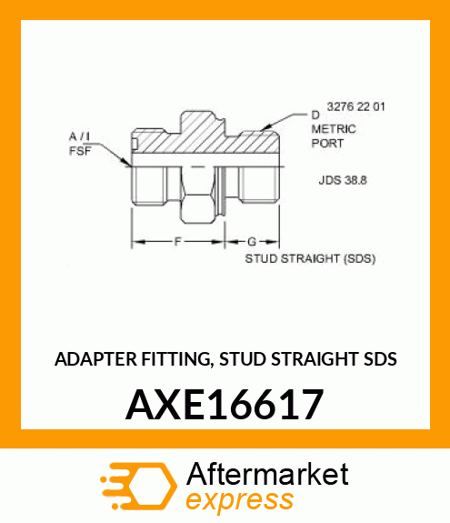 ADAPTER FITTING, STUD STRAIGHT SDS AXE16617