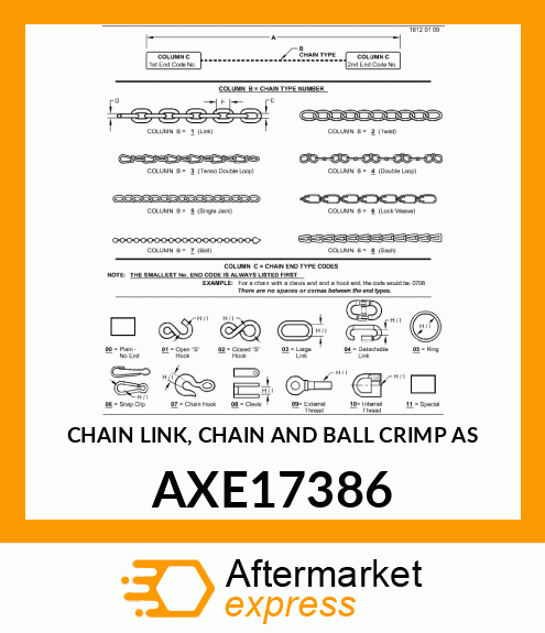 CHAIN LINK, CHAIN AND BALL CRIMP AS AXE17386