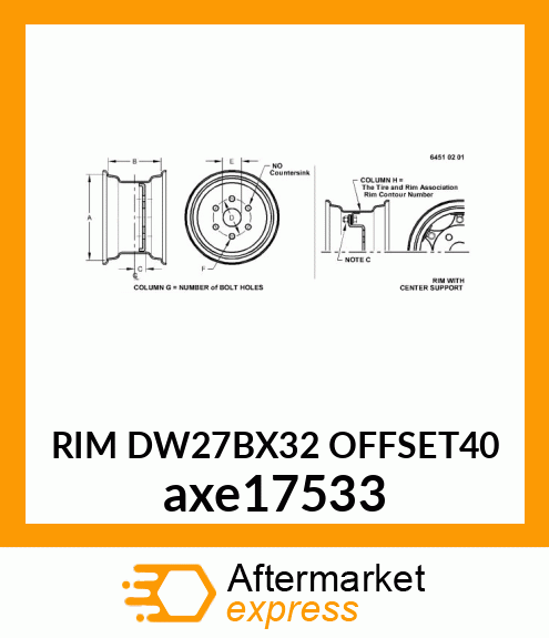 RIM DW27BX32 OFFSET 40 axe17533