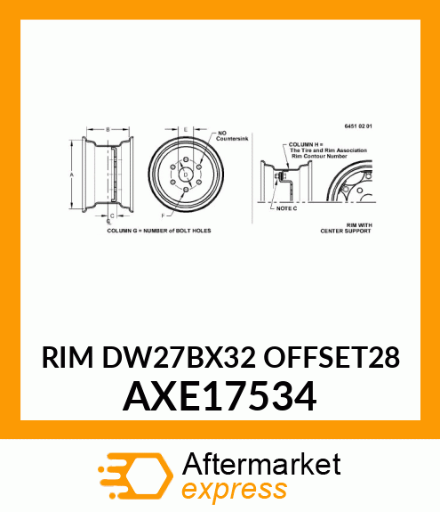 RIM DW27BX32 OFFSET 28 AXE17534