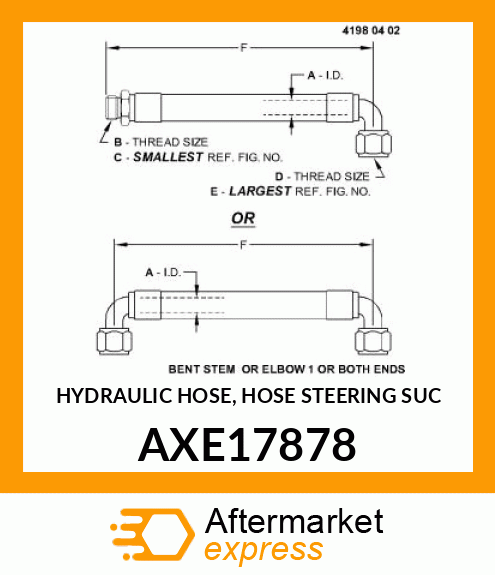 HYDRAULIC HOSE, HOSE STEERING SUC AXE17878