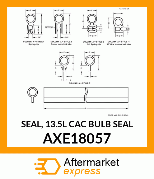 SEAL, 13.5L CAC BULB SEAL AXE18057