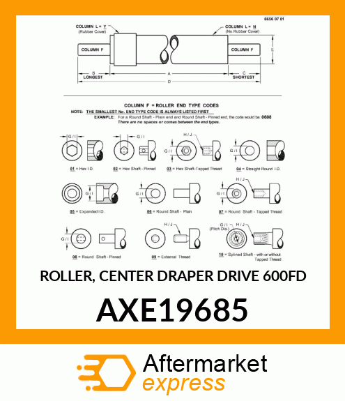 ROLLER, CENTER DRAPER DRIVE 600FD AXE19685