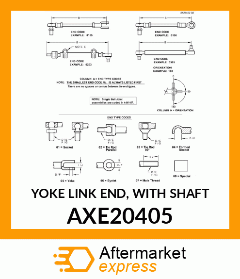 YOKE LINK END, WITH SHAFT AXE20405