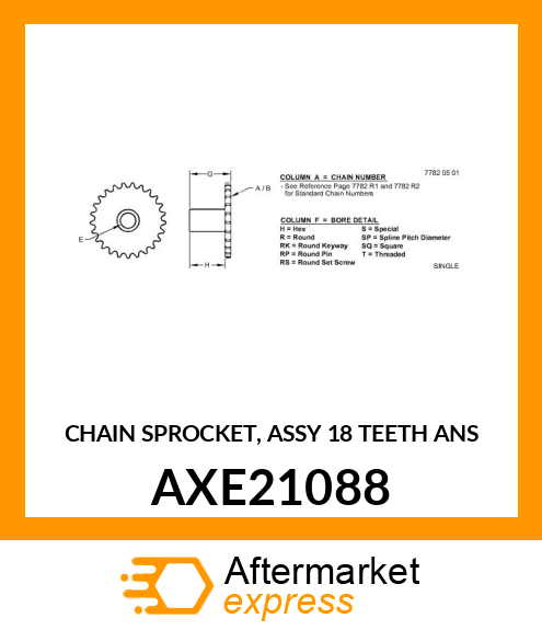 CHAIN SPROCKET, ASSY AXE21088