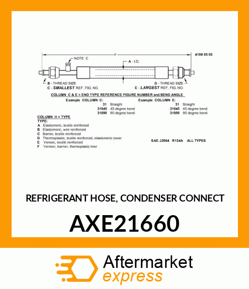 REFRIGERANT HOSE, CONDENSER CONNECT AXE21660