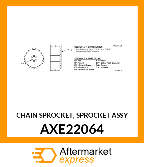 CHAIN SPROCKET, SPROCKET ASSY AXE22064