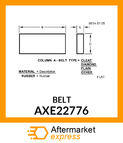 BELTING, 600FD SIDE DRAPER, 3017 AXE22776