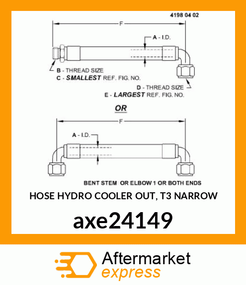 HOSE HYDRO COOLER OUT, T3 NARROW axe24149