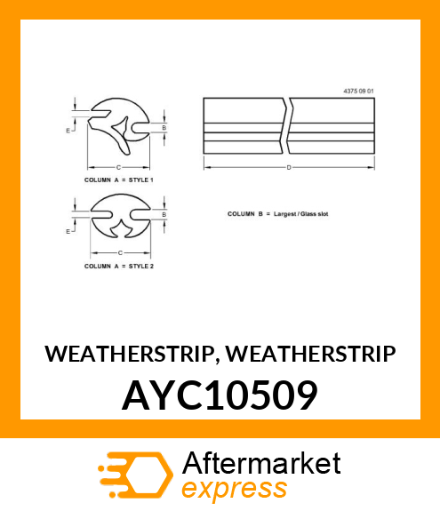 WEATHERSTRIP, WEATHERSTRIP AYC10509