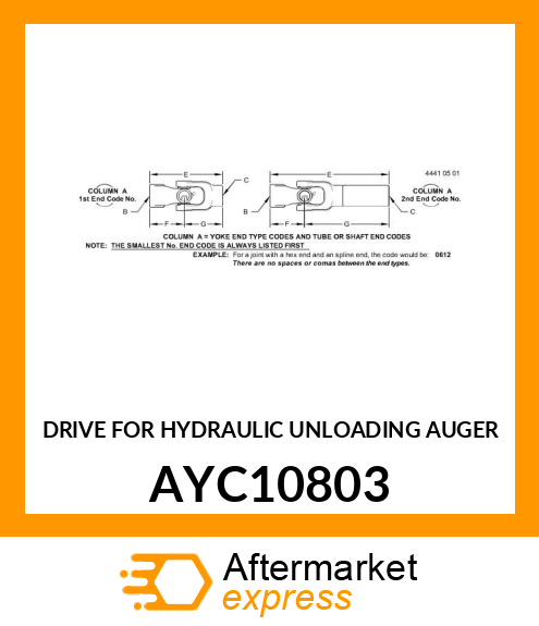 DRIVE FOR HYDRAULIC UNLOADING AUGER AYC10803