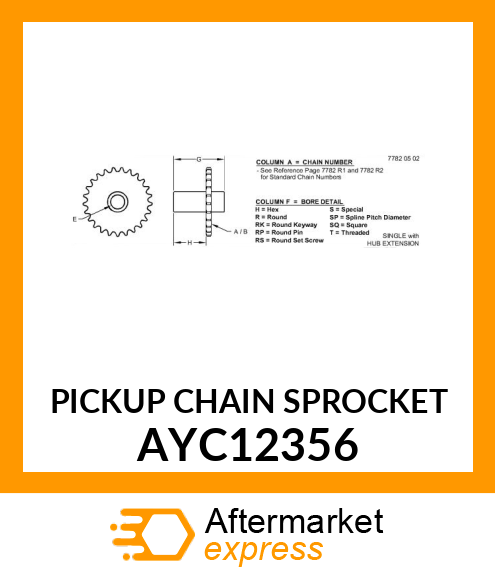 PICKUP CHAIN SPROCKET AYC12356