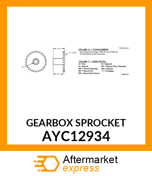 GEARBOX SPROCKET AYC12934