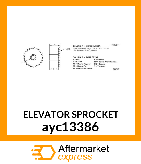 ELEVATOR SPROCKET ayc13386