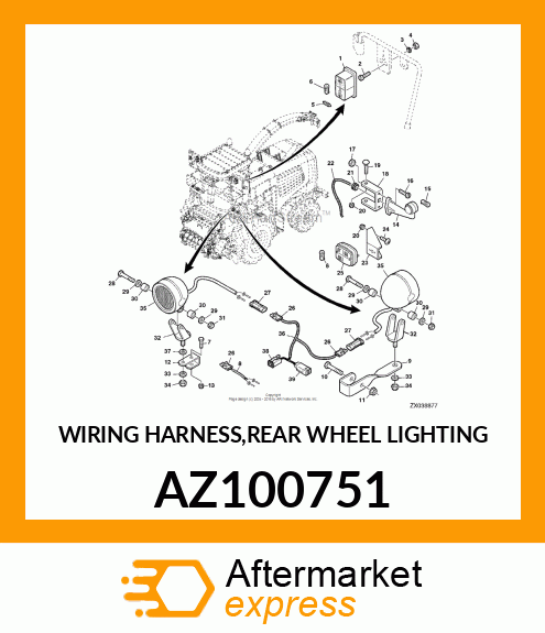 WIRING HARNESS,REAR WHEEL LIGHTING AZ100751